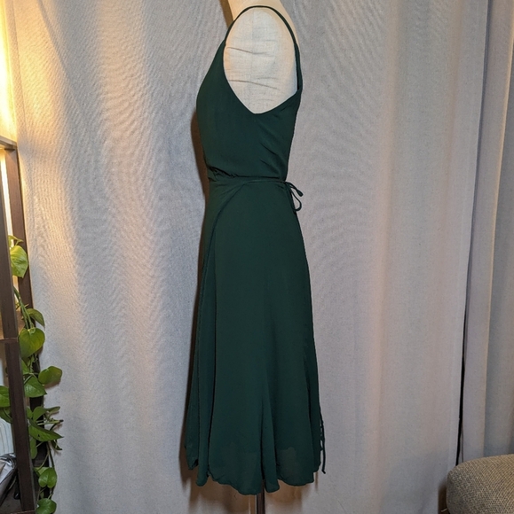 Reformation Green Midi Dress Wrap Mallory Dress Emerald Green XS - Picture 7 of 10